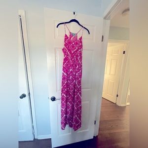 Pink and white maxi dress